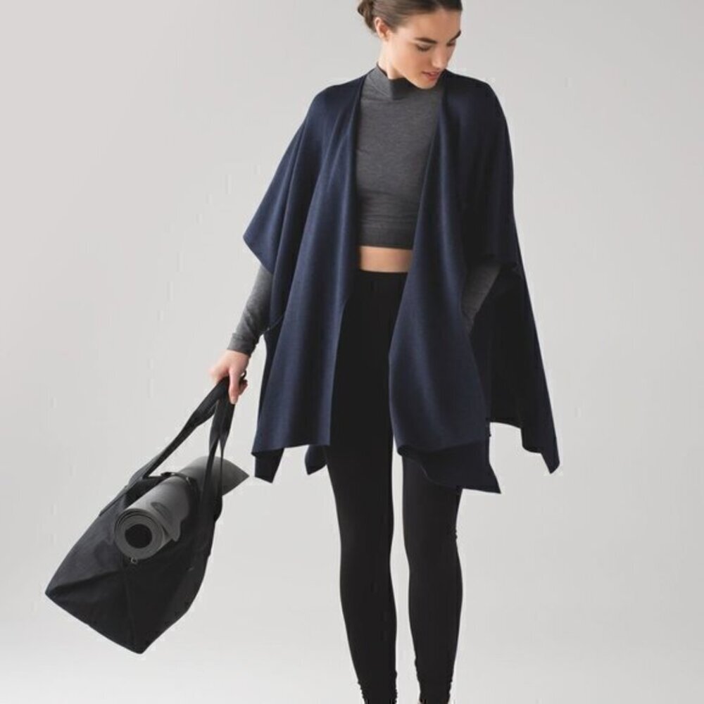 Lululemon After Asana Wrap Heathered Inkwell Navy Womens One Size Cashmere Blend